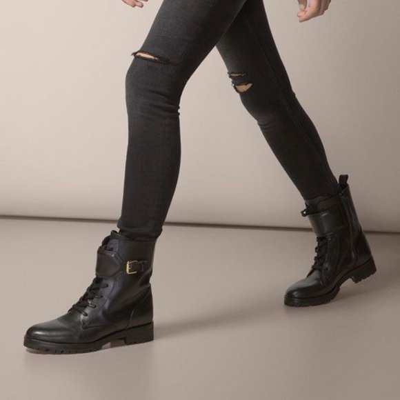 Massimo Dutti Shoes - 👢Massimo Dutti Black Leather Lace Up Combat Boots